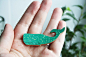 Turquoise whale brooch pin/ Hipster pin / Turquoise cachalot pin / Animal brooch : Sea wood pin Turquoise cosmic cachalot is the brother of our cosmic blue whale. This brooch will be a perfect accessory for you and your clothes. Hand painted. Length of br