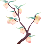 插画节日桃子花卉彩色教师节手绘插画桃李满天下噪点情景图片