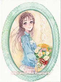 少女与花 系列-叮咛叮咛_水彩 手绘_涂鸦王国插画