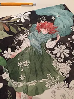水彩画集《梦游纪》封面全图-梦游兔_水彩,手绘,梦游兔,插画_涂鸦王国插画