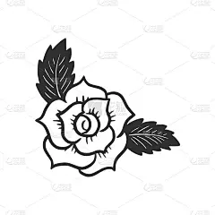 手绘玫瑰花。涂鸦素描风格。