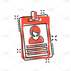 Id card icon in comic style. Identity tag vector c