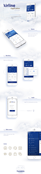 Airline app Concept : Design concept. UI elements and style