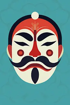 戏曲人物国粹花脸京剧面具脸谱插画