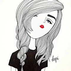 kapi复古女孩 简约系列 头像 线描 壁纸 酷酷