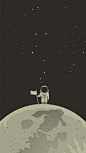 General 1080x1920 digital art portrait display simple background minimalism space universe planet stars astronaut spacesuit helmet flag monochrome moon