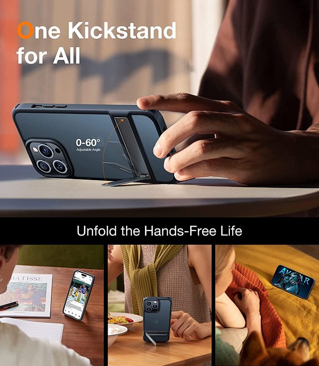 TORRAS iPhone 14 Pro Max Phone Case 6.7 inch,[3Way Stand