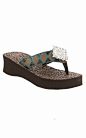 M&F® Blazin Roxx Avilene Brown with Turquoise Stitch Patchwork Flip Flop Sandals