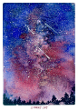 星空 水彩 插画 涂鸦 手绘 壁纸 素材