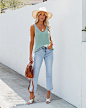 Are We There Yet Knit Tank - Sage :  Best Seller  Relaxed Fit  89% Viscose and 11% Nylon  Hand Wash Cold, Line Dry  Rounded V-Neckline  Stretchy, Knit Fabrication  No Closures  Not Lined  //Best Seller// Leap into Summer with the Are We There Yet Knit Tan
