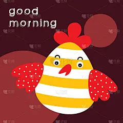 cute good morning chicken greeting vector