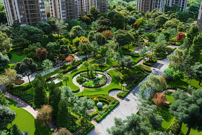 小区绿化景观设计效果图-花瓣网
