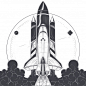 太空飞船火箭发射手绘插画