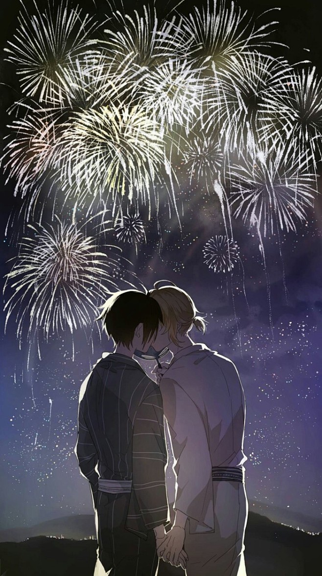 侵删终结的炽天使cp百夜米迦尔百夜优一郎烟花插画手绘唯美同人二次元