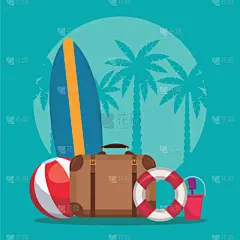 夏天,海滩,动画片,创造力,鸡尾酒,自然,季节,概念,手提箱,度假