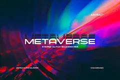 Metaverse Striped Glitch Backgrounds 12款炫彩科幻未来抽象故障风反射动感光晕海报背景底纹图片素材_UIGUI
