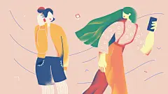 新款扁平风夸张造型人物插画
