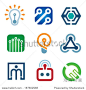 New age of innovative technology modern society logo icon set