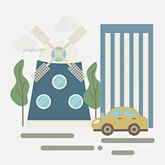 矢量建筑风车汽车图片大小2000x2000px 图片尺寸111.96 KB 来自PNG搜索网 pngss.com 免费免扣png素材下载！大自然#风景#景点#景观#免抠图#矢量图#小清新#云朵#植物#装饰图案#