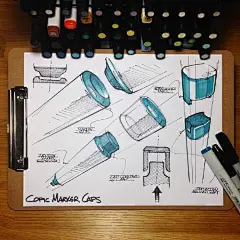 一支中性笔两支马克笔几张复印纸，工业设计产品手绘。其实也没那么难 ​​​​