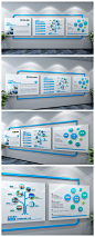 企业文化墙大气蓝色大型办公室形象墙模板