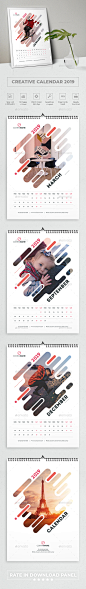 创意日历2019年日历文具Creative Calendar 2019 - Calendars Stationery装饰艺术、商业、2019年日历,圆,清洁,公司,有创造力,曲线,装饰,设计,设计师,女,梯度,标志,现代,周一,月,新年,办公室,照片,摄影,图片,粉色,帖子,海报,打印,打印好了,红色的,圆的,独一无二的 art deco, business, calendar 2019, circle, clean, company, creative, curve, deco, design, des