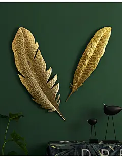 北欧装饰金色羽毛壁挂墙面装饰客厅玄关电视背景墙3D创意欧式家居-tmall.com天猫