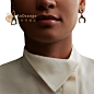 Hermes/爱马仕2023新款女士时尚首饰马术护身符水牛角小号耳环-tmall.com天猫