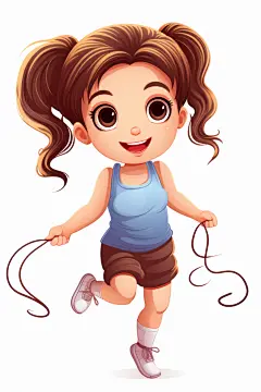 儿童跳绳形象健身插画