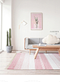 北欧黑白地毯客厅宜家现代简约灰蓝粉色条纹床边印度进口手工地毯-淘宝网