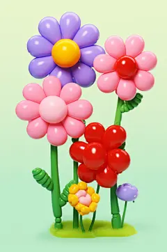 AI数字艺术感恩节卡通毛绒花卉花朵模型