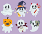 其中包括图片：Premium Vector | The collection of cute ghost with hollween costume in flat vector style.