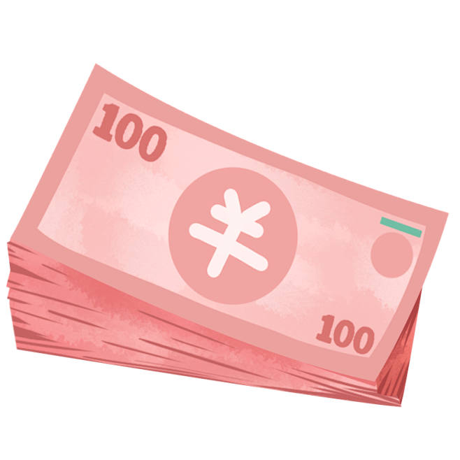 手绘-现金纸币金融理财元素贴纸7