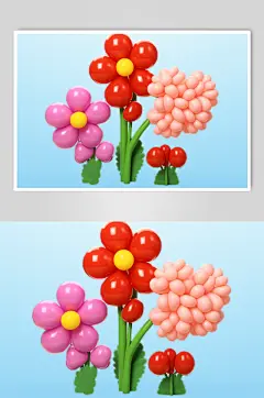AI数字艺术感恩节卡通毛绒花卉花朵模型