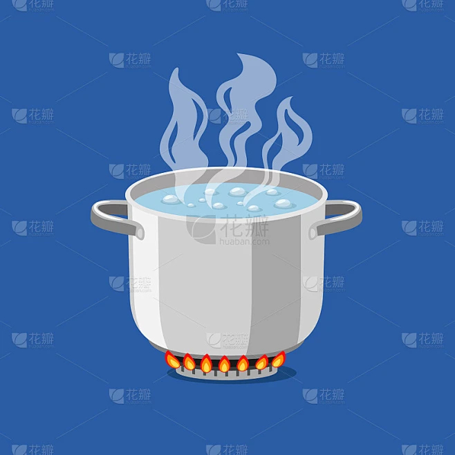 卡通锅着火了素材-花瓣网