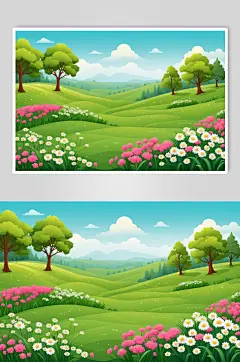 AI数字艺术春季春天风景插画背景图