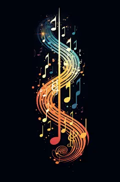 AI数字艺术音乐乐符乐谱元素插画
