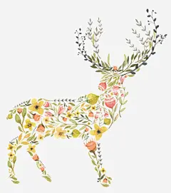 手绘花朵麋鹿免抠素材_元小素 https://iipng.com 小清新 手绘 文艺 树叶 花卉 花朵 花环 鹿 麋鹿