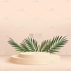 抽象背景与奶油色几何3d讲台。矢量图