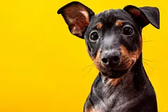 点击来源直接获取大图文件 |Funny dog on yellow background