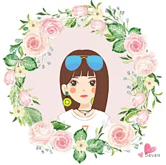 Q版女生手绘头像高清素材 平面电商 创意素材 png素材
