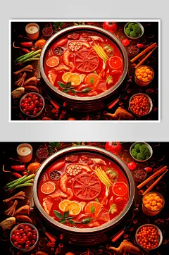 AI数字艺术国潮风火锅美食插图插画