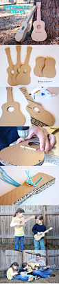 DIY  ::  Cardboard Guitars ( http://www.makeit-loveit.com/2011/03/mister-make-it-and-love-it-series.html ): 