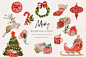 Christmas watercolor clipart : Christmas vintage botanical watercolor clipart. YOU WILL RECEIVE A ZIPPED FILE WITH: - 16 JPEG - white background, 2000 x 2000px, 300 dpi, RGB - 16 PNG - transparent background, 2000 x