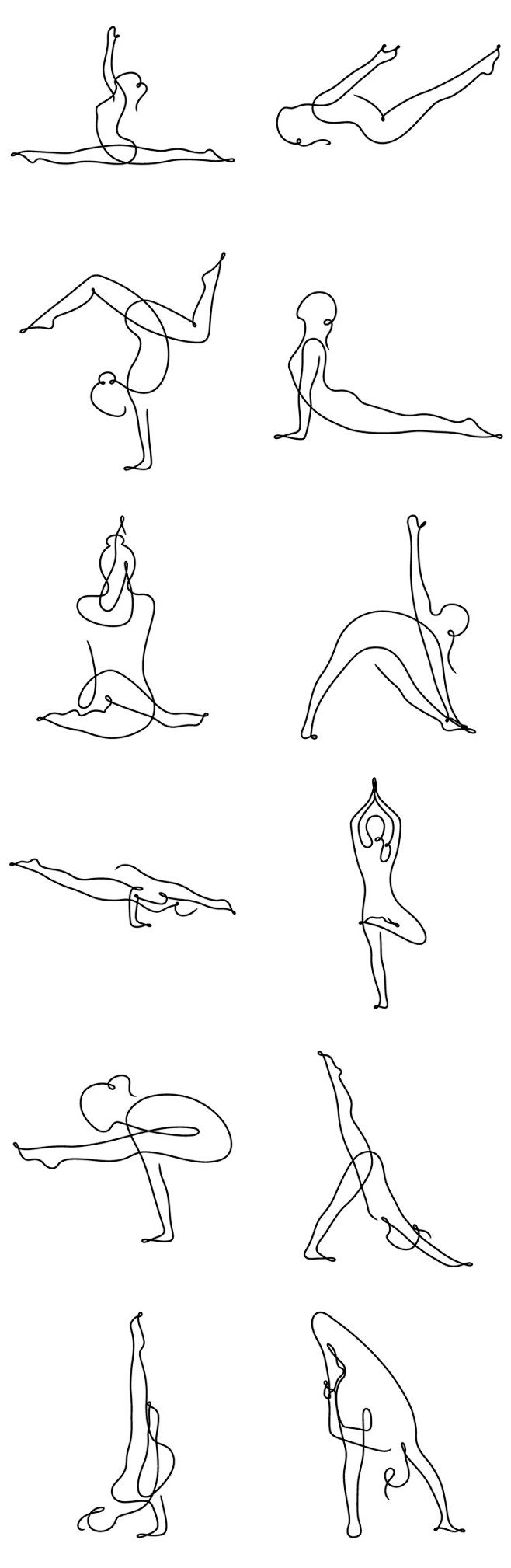 艺术43款简洁线条柔和女性运动项目瑜伽插...