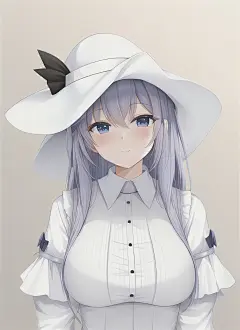 AI效果_关键词：白帽白衣的女孩