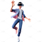 通用3D立体卡通VR玩家科技人物贴纸