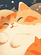 Illustrations for children's books, a kawaii fat cat Extreme close - up, sad expression，in the style of surrealist dream - like imagery, vastness between heaven and earth, Minimalist lines depict the depth and silence of the Eastern spirit, fluorescent, l