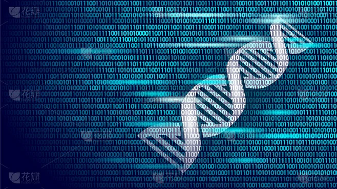 DNA二进制码未来计算机技术的概念。基因组科学结构修饰的转基因工程分子符号标志药物编码基因横幅模板载素材-花瓣网