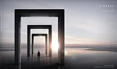 创意空间 初升太阳 深渊发展 商务男士 高级灰 虚拟空间海报PSD合成设计素材下载-优图-UPPSD